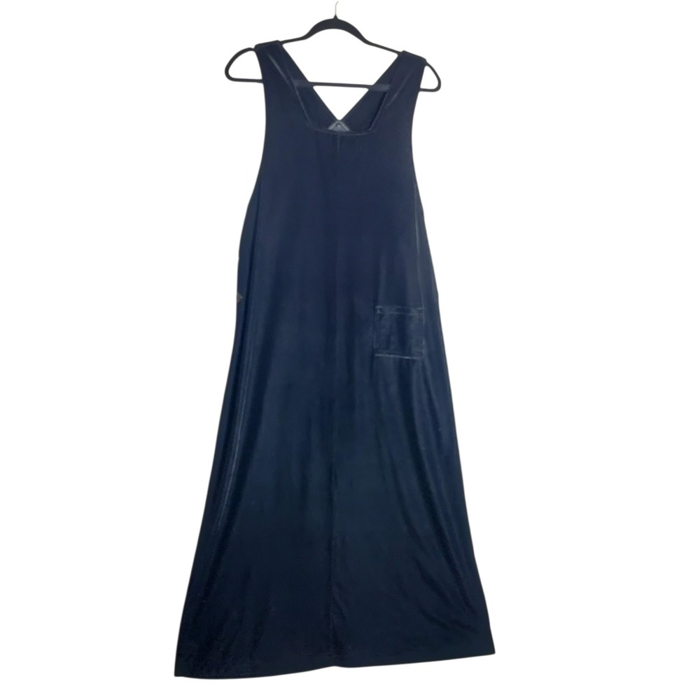 Studio Ease Vintage Black Pinafore Jumper Dress Maxi V-Neck Side Button Size 8